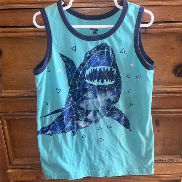Shark Graphic Tank Top for Kids - Aqua - Picture 1 of 2